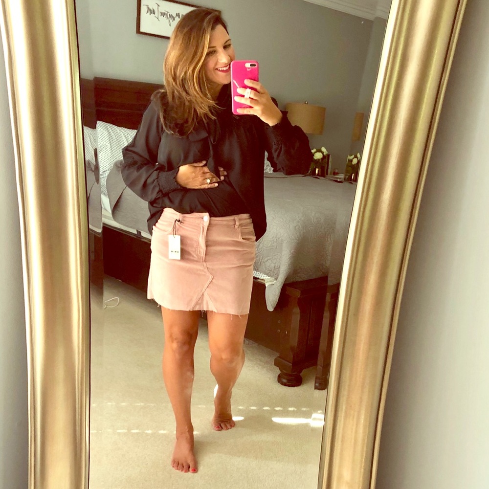 NWT Topshop Velvet Raw Hem Moto Mini Skirt